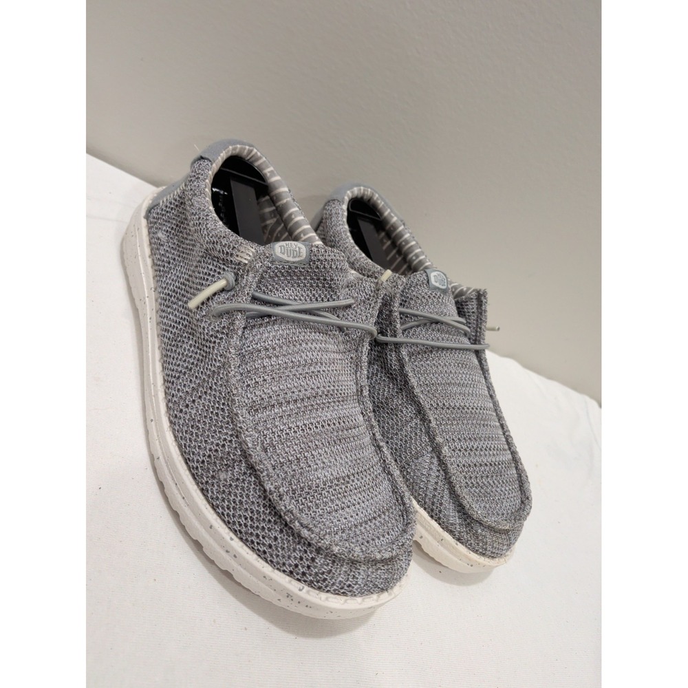 Hey Dude Wally Youth Stretch Sox Big Kids J6 Gray Slip On Loafers 42072-030